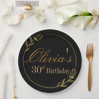 Assiettes En Carton Personnalise l'anniversaire avec un cadre doré