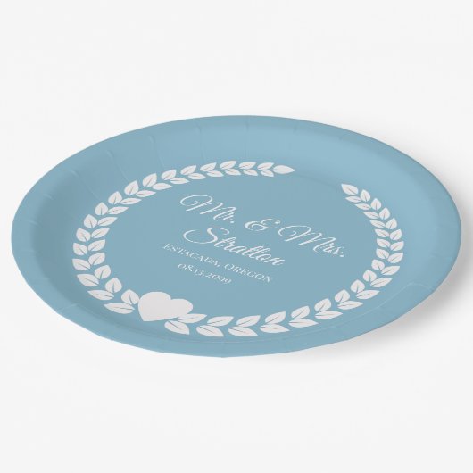 Assiettes En Carton Personnalisé Mr & Mrs Bride et Groom Newlyted (Angle)