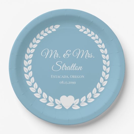 Assiettes En Carton Personnalisé Mr & Mrs Bride et Groom Newlyted (Devant)