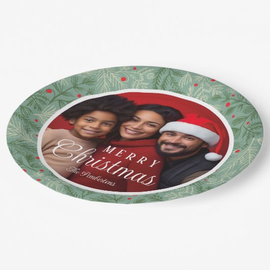 Assiettes En Carton Personnalisé Nom Happy Holidays Plaque papier (Angle)