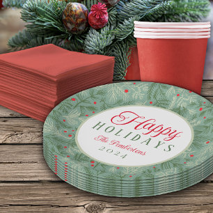 Assiettes En Carton Personnalisé Nom Happy Holidays Plaque papier
