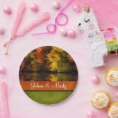 Assiettes En Carton Personnalisé Nom Rustique Mariage Scène d'automne (Fête)