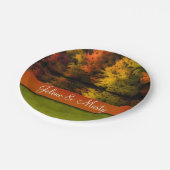 Assiettes En Carton Personnalisé Nom Rustique Mariage Scène d'automne (Angle)