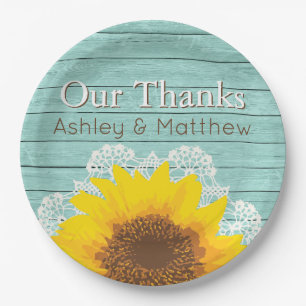 Assiettes En Carton Personnalisé Nos Merci Sunflower & dentelle