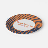 Assiettes En Carton Personnalisé Orange Navy Bleu rayé Anniversaire (Angle)