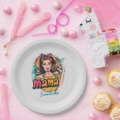 Assiettes En Carton Personnalisé Retro Mama Pop Art (10) (Fête)