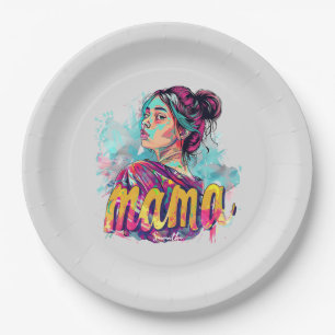 Assiettes En Carton Personnalisé Retro Mama Pop Art (13)