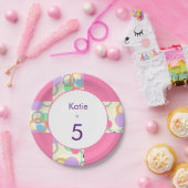 Assiettes En Carton Personnalisé rose mignon Motif Anniversaire Âge Pl (Fête)