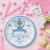 Assiettes En Carton Personnalisé Rustic Blue Elephant Baby shower garç (Fête)