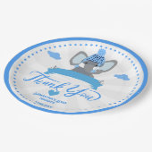 Assiettes En Carton Personnalisé Rustic Blue Elephant Baby shower garç (Angle)