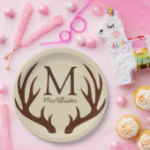 Assiettes En Carton Personnalisé - Rustique Brown cerf Antlers Ecru (Fête)