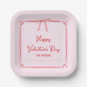 Assiettes En Carton Personnalisé Saint-Valentin Fête Blush Pink Bow Co