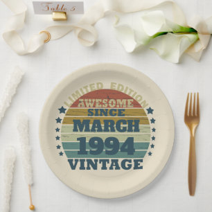 Assiettes En Carton Personnalisé Trente vintage 30e anniversaire