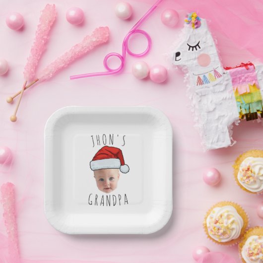 Assiettes En Carton Personnalisé Visage bébé Père Noël Chapeau Photo d (Fête)