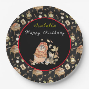 Assiettes En Carton Personnaliser Automne Raccoon Texte et couleur