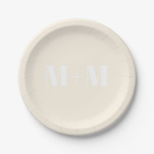 Assiettes En Carton Personnaliser avec la lettre blanche initiale Nomb
