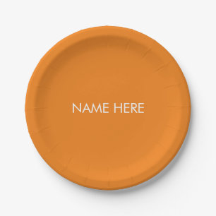 Assiettes En Carton Personnaliser avec nom, texte minimaliste orange b