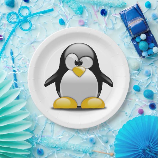 Assiettes En Carton Personnaliser Cute Penguin Party Plaque pour enfan (Fête)