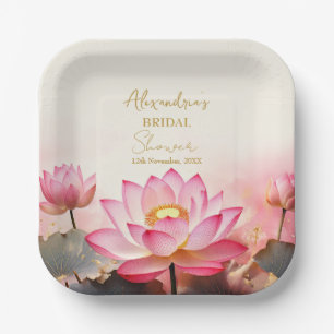 Assiettes En Carton Personnaliser Fête des mariées rose Lotus No 2