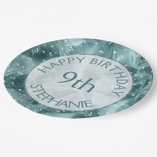 Assiettes En Carton Personnaliser : "Joyeux anniversaire" Aq uaTexture (Angle)