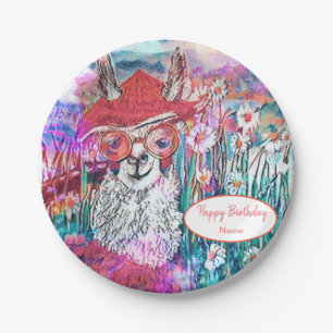 Assiettes En Carton Personnaliser Joyeux anniversaire Mama Llama