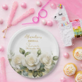 Assiettes En Carton Personnaliser la Fête des mariées Roses blanches (Fête)