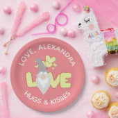 Assiettes En Carton Personnaliser L'Amour Gnome Coeur Jaune Et Gris (Fête)