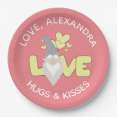 Assiettes En Carton Personnaliser L'Amour Gnome Coeur Jaune Et Gris (Devant)