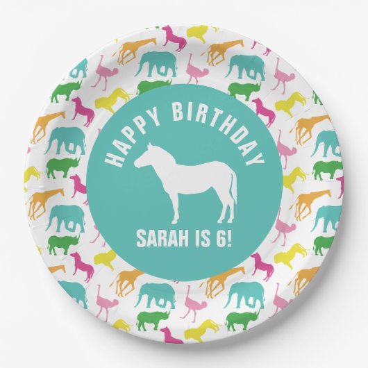 Assiettes En Carton Personnaliser l'anniversaire de Preppy Zebra Safar (Devant)