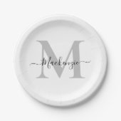 Assiettes En Carton Personnaliser le nom initial du monogramme (Devant)