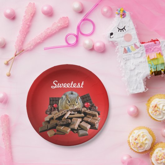 Assiettes En Carton Personnaliser le plus doux jour Chocolat Chipmunk (Fête)
