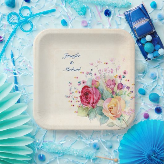 Assiettes En Carton Personnaliser les noms et le texte Mariage Spray d (Fête)