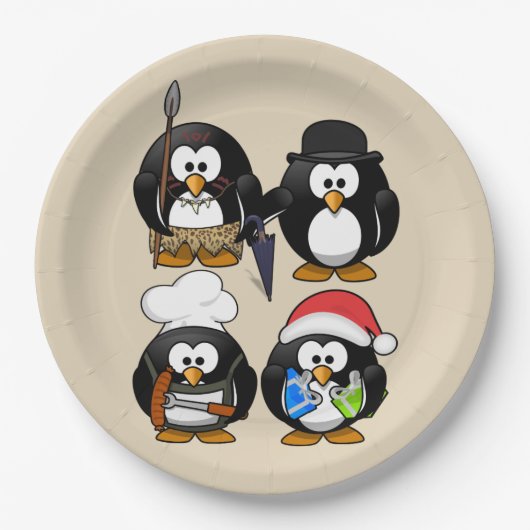 Assiettes En Carton Personnaliser Parti des mignons pingouins (Devant)