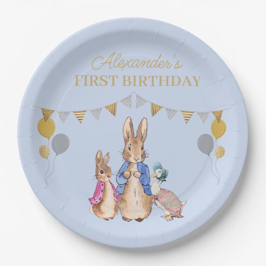 Assiettes En Carton Personnaliser Peter lapin 1er anniversaire (Devant)