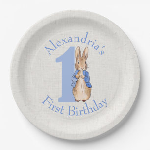Assiettes En Carton Personnaliser Pierre le lapin Premier anniversaire