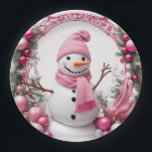 Assiettes En Carton Personnaliser : Pink Christmas Snowman<br><div class="desc">Personnaliser : Pink Christmas Snowman</div>