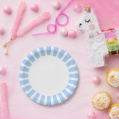 Assiettes En Carton Personnaliser Plaque papier rayures bleu et blanc (Fête)