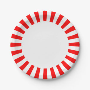 Assiettes En Carton Personnaliser Plaque papier rayures rouge et blanc