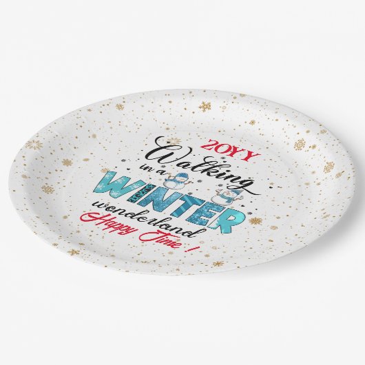 Assiettes En Carton Personnaliser Winter Wonderland (Angle)