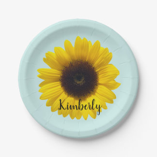 Assiettes En Carton Personnalisez avec Name Large Sunflower