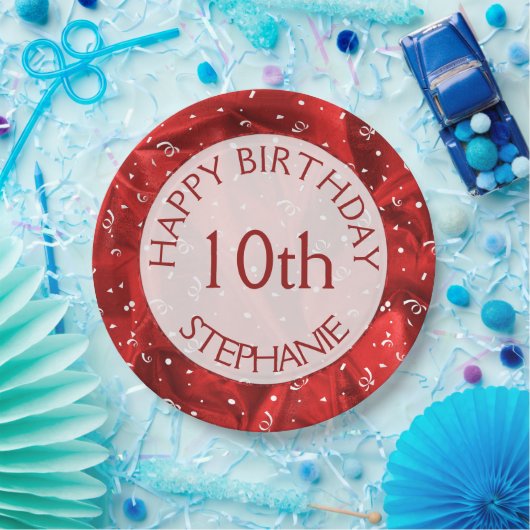 Assiettes En Carton Personnalisez: "Joyeux anniversaire" Textes rouges (Fête)