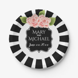 Assiettes En Carton Personnalisez le plat flore rose noires et de