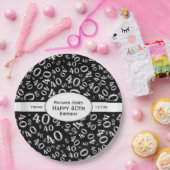 Assiettes En Carton Personnalisez :  Quarantième thème noir et blanc (Fête)