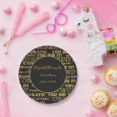 Assiettes En Carton Personnalisez votre diplômé Black and Gold (Fête)