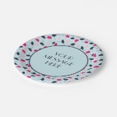 Assiettes En Carton Personnalité des Feuilles Ginkgo bleus et roses (Angle)