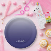 Assiettes En Carton Personnalized gradient ombre navy blue (Fête)