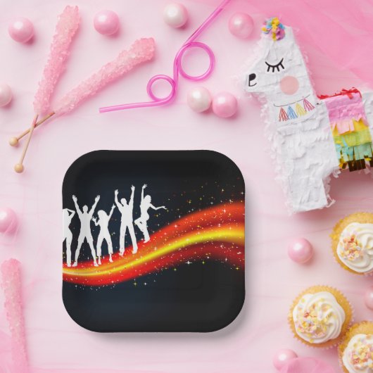 Assiettes En Carton Personnes Dansant Silhouettes Plaques de papier (Fête)