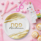 Assiettes En Carton Pesach Hébreu Pesach Laver or blanc (Fête)