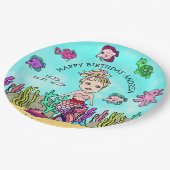 Assiettes En Carton Pesonalized Pesonalized Rose Purple Blonde Sirène (Angle)