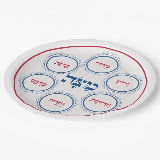 Assiettes En Carton Pessah Pesach Seder Plate Hébreu Moderne (Angle)